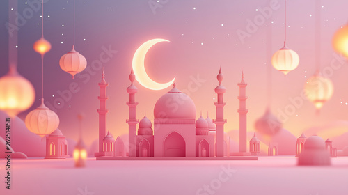 Minimalistic 3D scene to celebrate Aid Al-Mawlid Moubarak Said photo