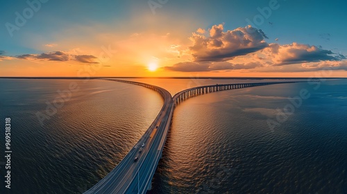 Bridge Over Water at Sunset