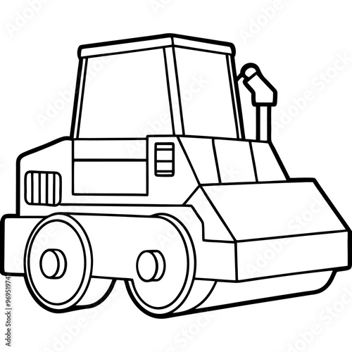 paver machine outline coloring book page line art drawing