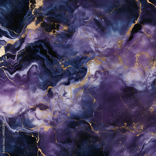 Golden, Purple And Black Marble Texture Digital Paper