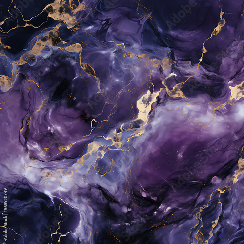 Golden, Purple And Black Marble Texture Digital Paper