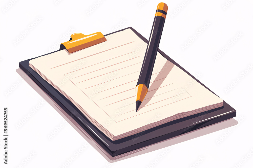 Checklist Ready: A crisp, clean illustration of a clipboard with a pencil poised above a blank sheet of lined paper, ready to capture notes and ideas. This image evokes organization, efficiency, and Checklist Ready: A crisp, clean illustration of a clipboard with a pencil poised above a blank sheet of lined paper, ready to capture notes and ideas. This image evokes organization, efficiency, and