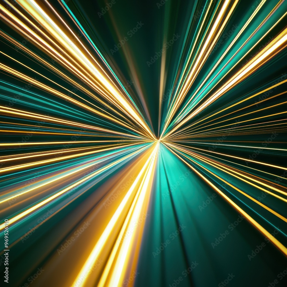 Obraz premium Dynamic light rays converge in vibrant colors, creating an energetic and futuristic atmosphere, perfect for abstract themes.