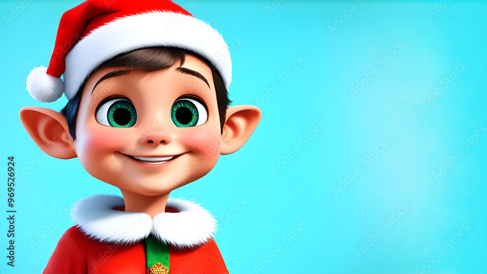 Elf Santa's assistant. Happy smiling boy wearing Santa hat Elf Santa's assistant. Happy smiling boy wearing Santa hat