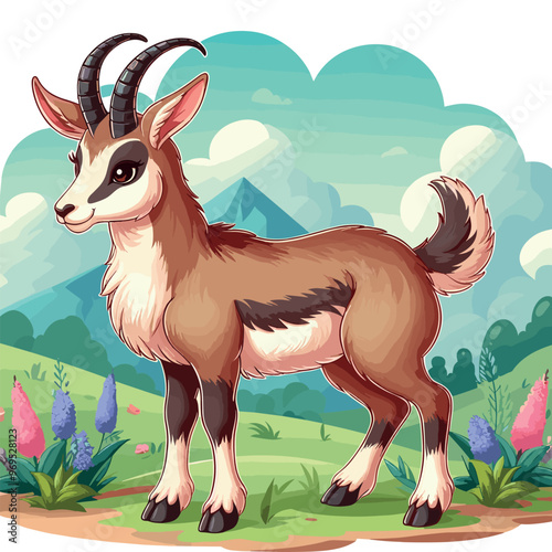 Cute Chamois Vector Cartoon illustration