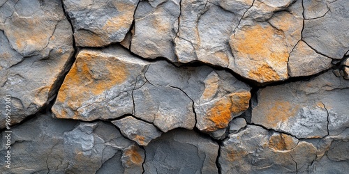 Cracked Grey and Yellow Rock Formation photo