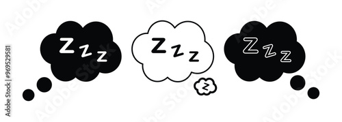 Sleeping bubble with zzz icon vector.  Sleep Snore Icon. doodle "ZZZ" lettering. zzz speech bubble icon.