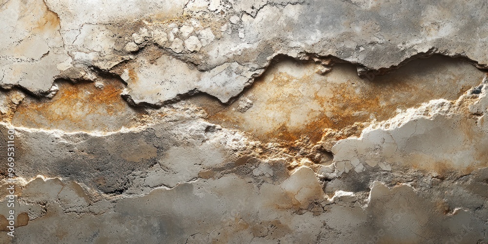 Cracked and Weathered Concrete Wall with Rust Stains Cracked and Weathered Concrete Wall with Rust Stains