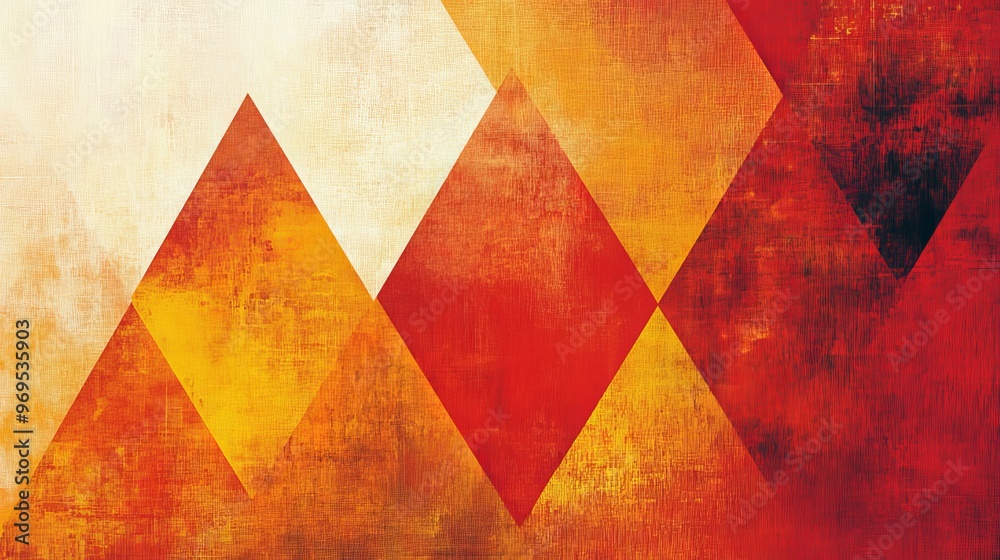 Warm red and orange abstract triangles on a textured background Warm red and orange abstract triangles on a textured background