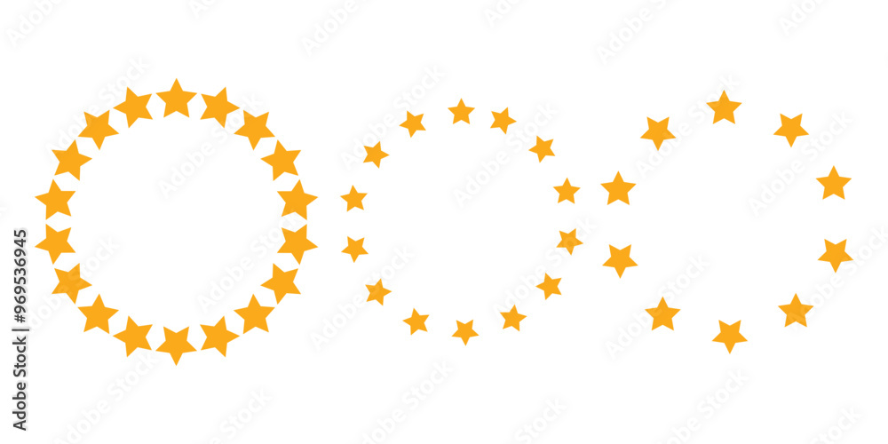 Stars in circle icons set. Vector illustration isolated on white background. Stars in circle icons set. Vector illustration isolated on white background.