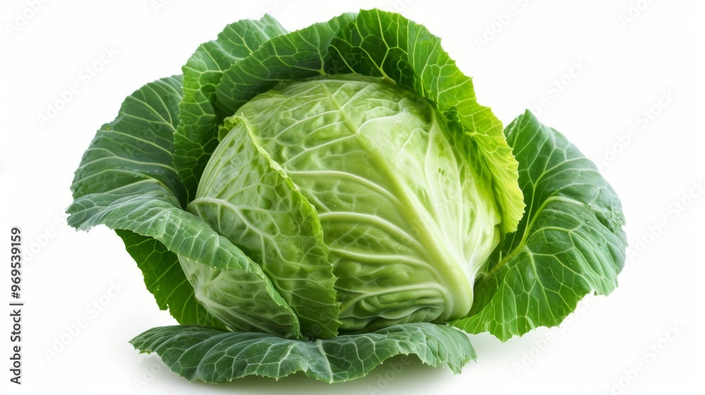 Green Cabbage: Fresh, Organic Vegetable with Crisp Leaves Green Cabbage: Fresh, Organic Vegetable with Crisp Leaves