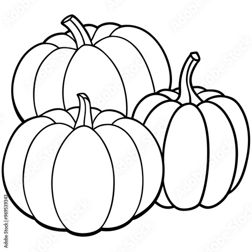 pumpkins set doodle outline coloring book page line art drawing
