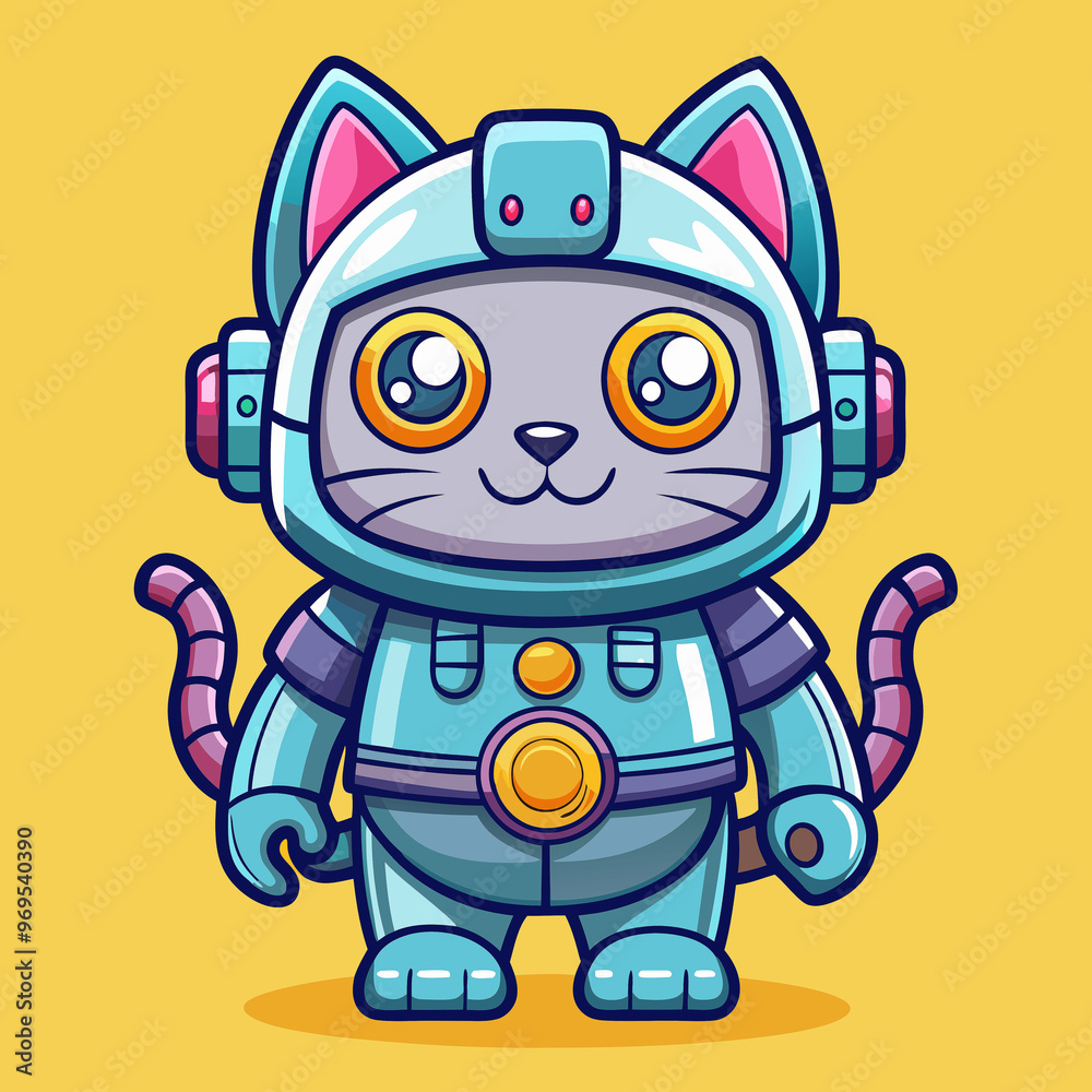 Cute robot cartoon icon character, line stoke isolated, graphic design sign Cute robot cartoon icon character, line stoke isolated, graphic design sign