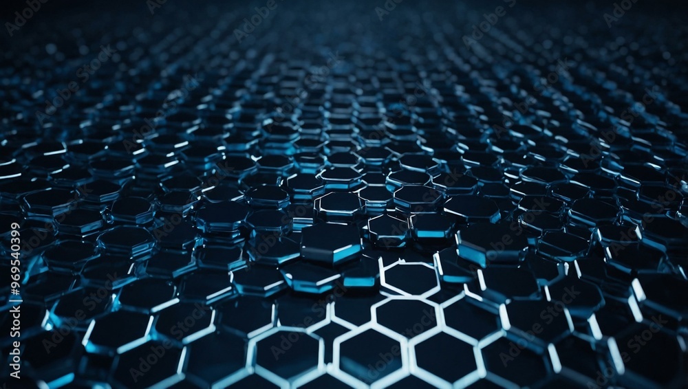 3D hexagonal pattern in deep blue, with a geometric and futuristic feel. 3D hexagonal pattern in deep blue, with a geometric and futuristic feel.