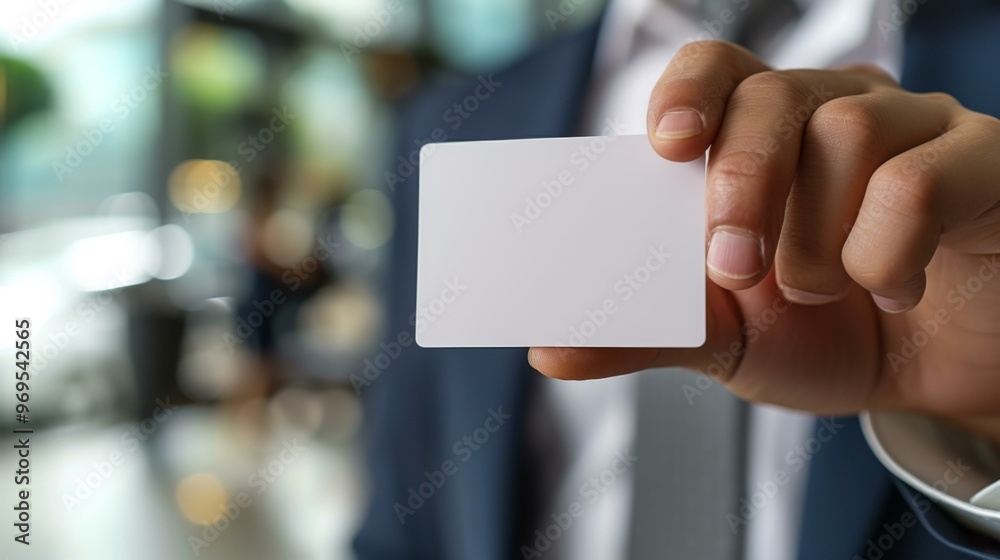 Blank Business Card Mockup: Professional Hand Holding a White Card Blank Business Card Mockup: Professional Hand Holding a White Card