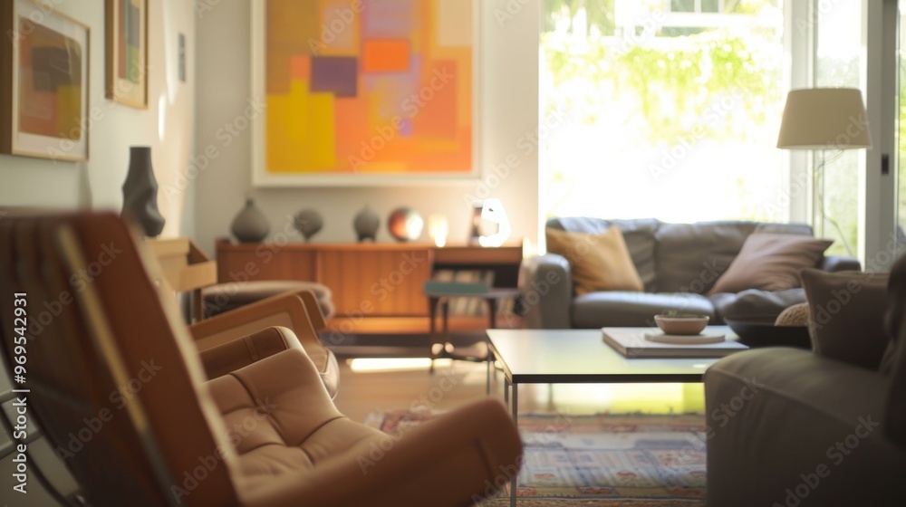 Fototapeta premium Modern Living Room with Comfortable Seating and Natural Light