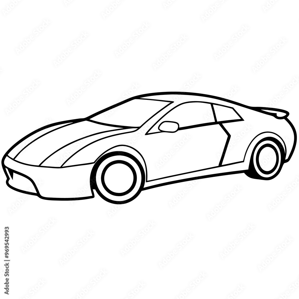 Fototapeta premium racing car outline coloring book page line art drawing