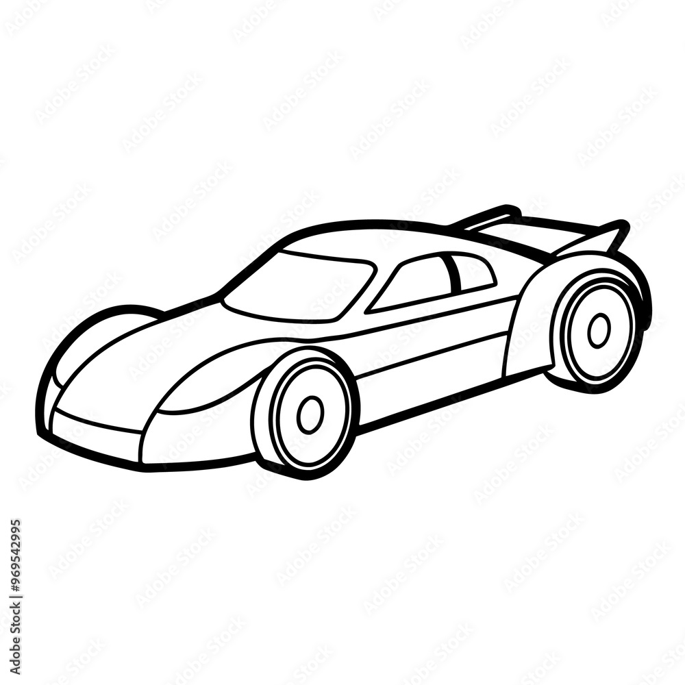 Obraz premium racing car outline coloring book page line art drawing