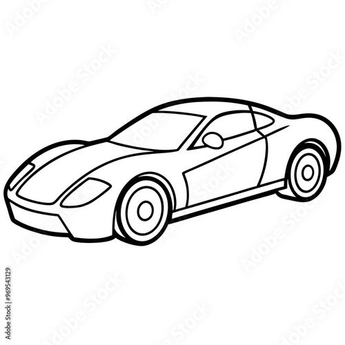 racing car outline coloring book page line art drawing photo