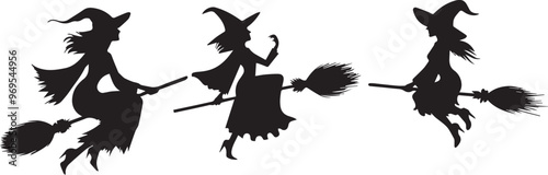  Witch silhouette vector EPS SET 