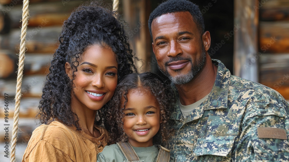 A family portrait of a military family.