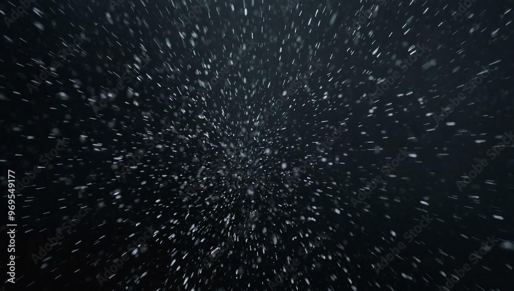 Abstract black-and-white image of falling snow against a dark backdrop. Abstract black-and-white image of falling snow against a dark backdrop.