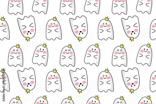 Wallpaper Mural Seamless pattern with kawaii cute halloween ghosts Torontodigital.ca