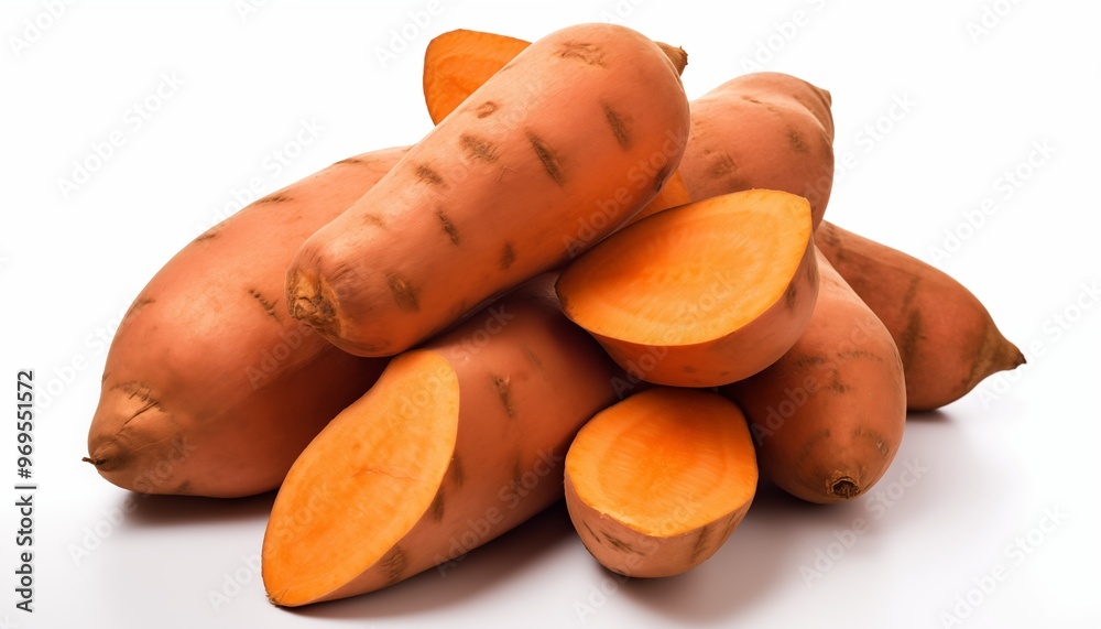 sweet potatoes on a white background sweet potatoes on a white background
