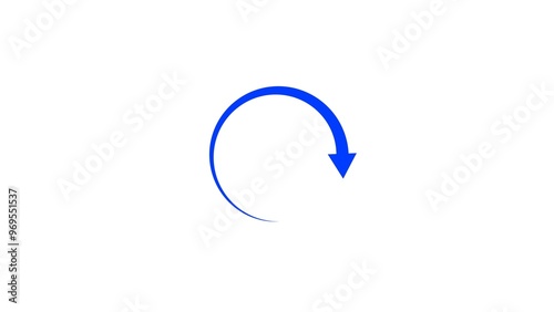 Right direction arrow circle blue color 4k illustration. loading circle on white background.