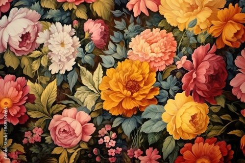 Vintage flowers painting backgrounds wallpaper.