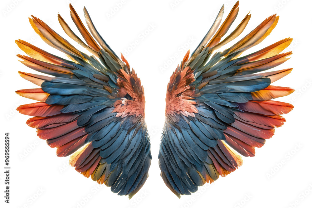 Vibrant and detailed feathered wings with a captivating blend of colors, perfect for fantasy, nature, and artistic themes. Vibrant and detailed feathered wings with a captivating blend of colors, perfect for fantasy, nature, and artistic themes.