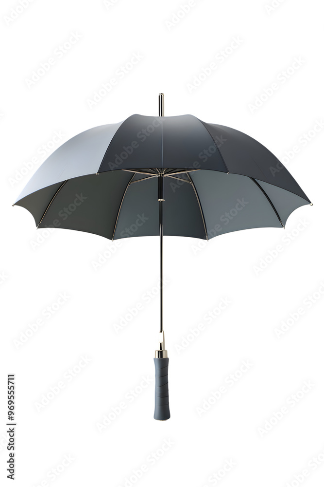 High-Resolution Image of Large Black Umbrella with Grey Interior Isolated Background - Perfect for Weather Blogs, Online Retailers, and Fashion Designers Seeking Quality Rain Gear Photography High-Resolution Image of Large Black Umbrella with Grey Interior Isolated Background - Perfect for Weather Blogs, Online Retailers, and Fashion Designers Seeking Quality Rain Gear Photography