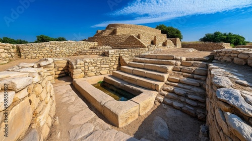 Ancient Ruins under Clear Blue Sky