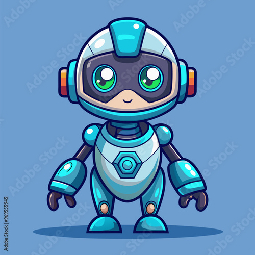 Cute ai robot character level evolution for game tech vector cartoon illustration. Future timeline upgrade computer technology for exoskeleton programming. Artificial intelligence humanoid companion