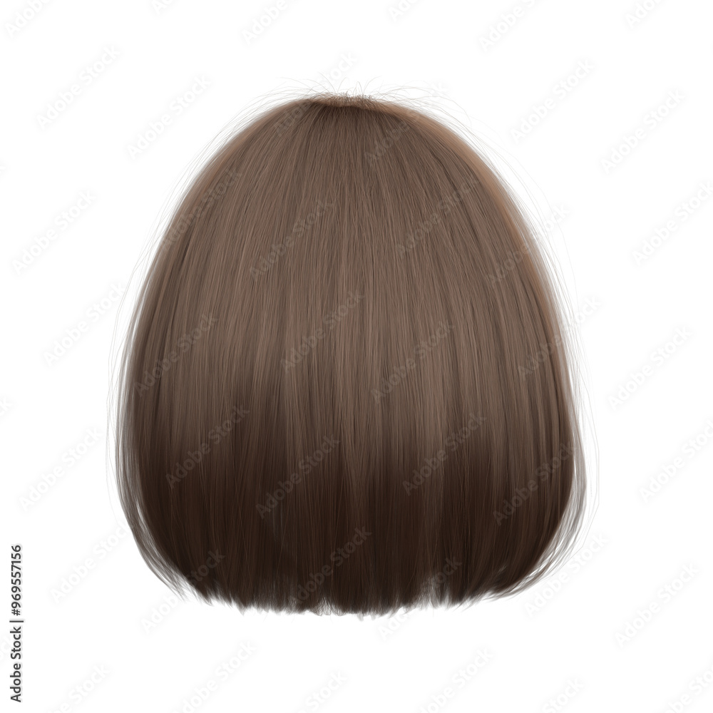 3d render short brown hair with bangs isolated 3d render short brown hair with bangs isolated