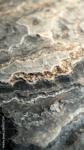 Close-up Texture of Grey and Brown Stone with White Veins photo