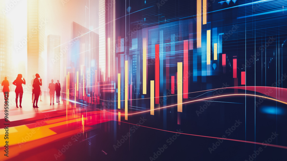 charts and graphs with statistics to innovative analyze business potential and forecast future development of companies growth.