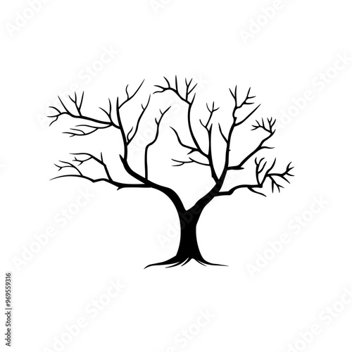 tree with no leave on it silhouette vector illustraion for decoration