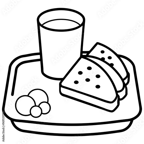 ready breakfast outline coloring book page line art drawing