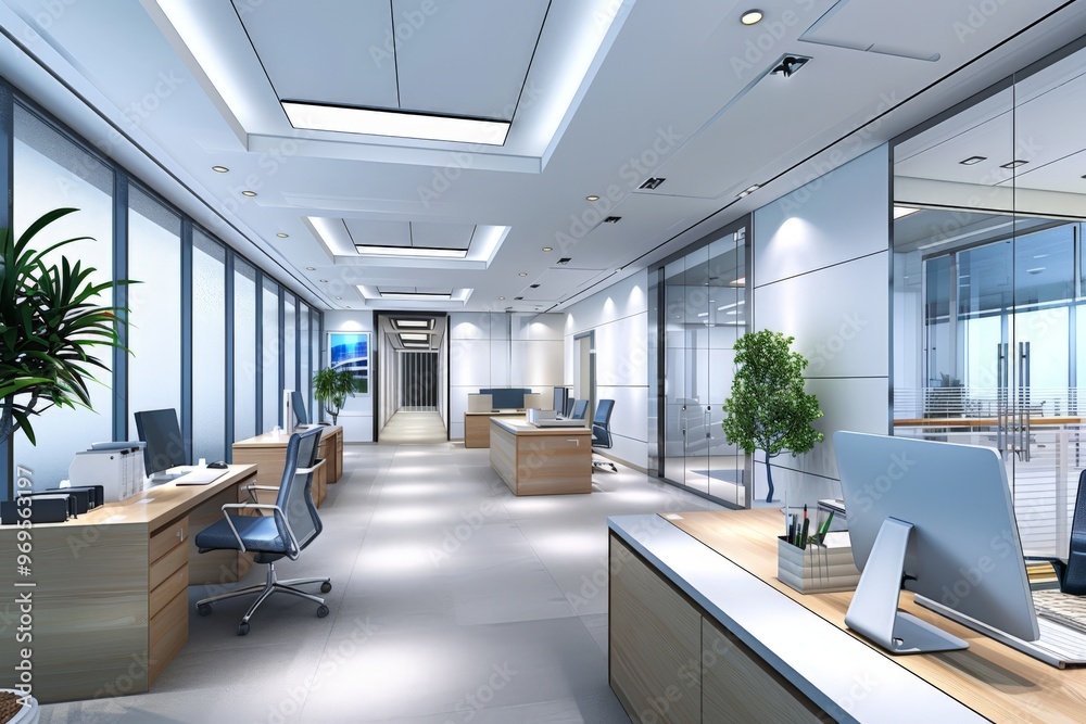Modern Interior Design for Staff Workspace Area in a Contemporary Office Building Modern Interior Design for Staff Workspace Area in a Contemporary Office Building