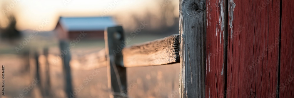 A rustic wooden fence beside a red, weathered barn house, bringing rural and nostalgic vibes in a serene environment. A rustic wooden fence beside a red, weathered barn house, bringing rural and nostalgic vibes in a serene environment.