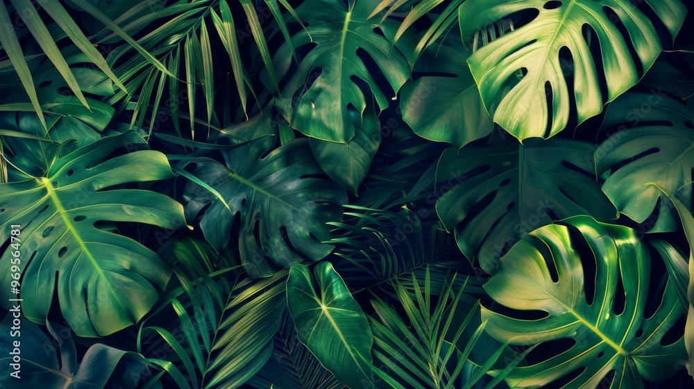 Tropical leaves background illustration generated by ai Tropical leaves background illustration generated by ai