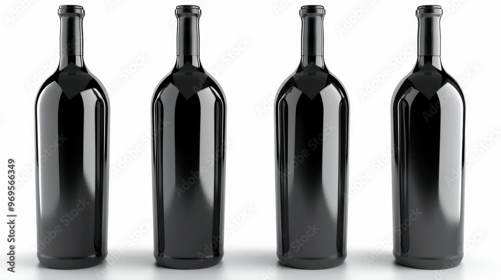 Isolated wine bottle set on white background for generative ai mockup presentation Isolated wine bottle set on white background for generative ai mockup presentation