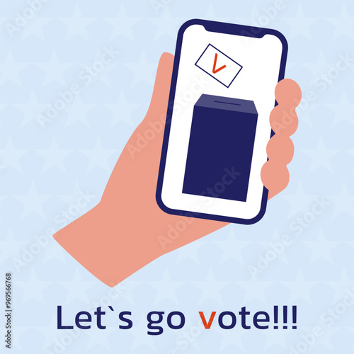 A hand holds a phone with a voting box. A call to vote. Lets go vote.