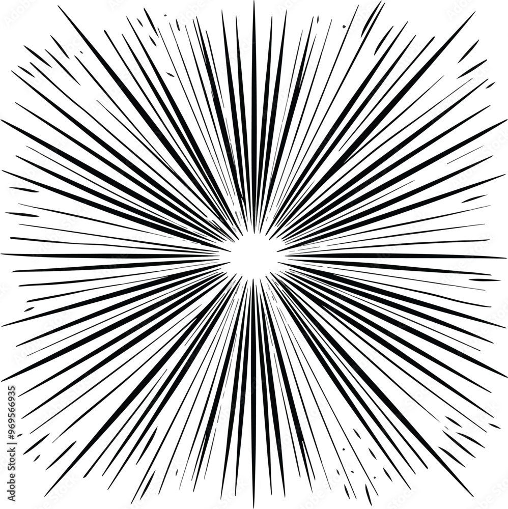 Obraz premium Black And White Radial Speed Lines Zoom Explosion Comic Graphic Action Effect Background Design Element Abstract Rays Beam Speed Lines Motion Blur Fast Straight Line Vector Illustration Template