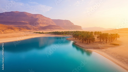 Desert Oasis With Palm Trees