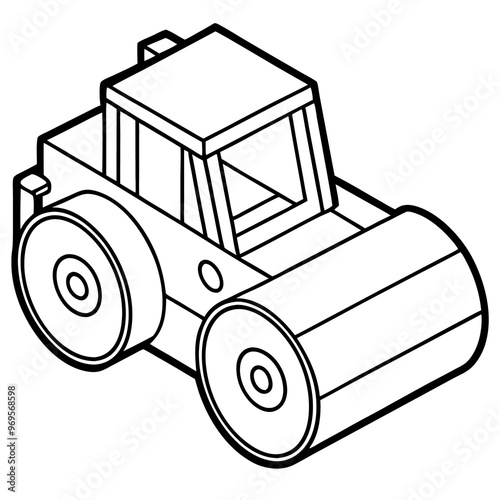 road roller machine outline coloring book page line art drawing photo