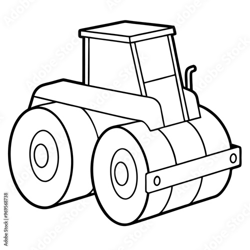 road roller machine outline coloring book page line art drawing photo