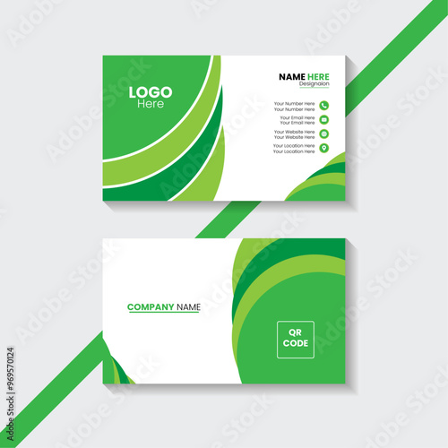 Double sided green and yellow green color business card template
