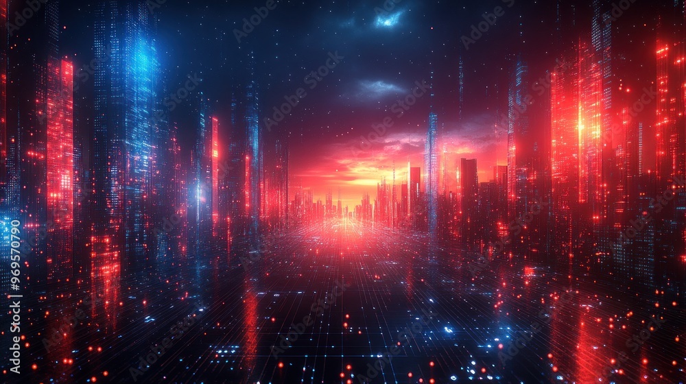 Futuristic Cityscape with Neon Lights Futuristic Cityscape with Neon Lights